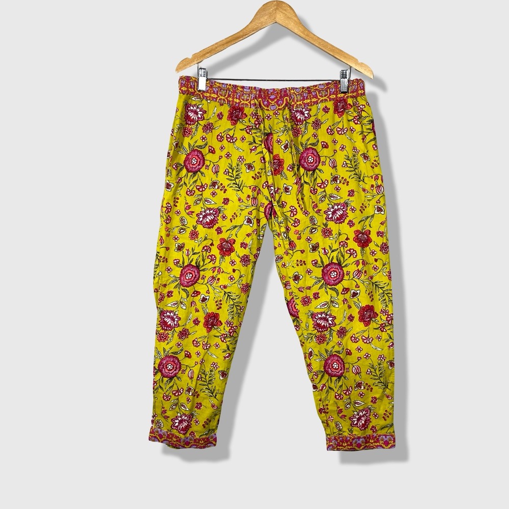 Sundance Floral Cotton Pants Womens S Lightweight Boho Cottagecore Botanical